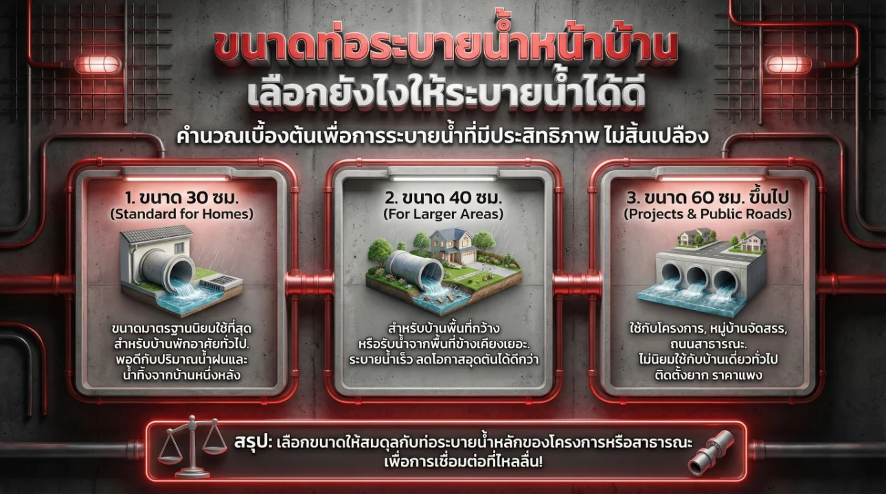 ขนาดท่อระบายน้ำหน้าบ้าน