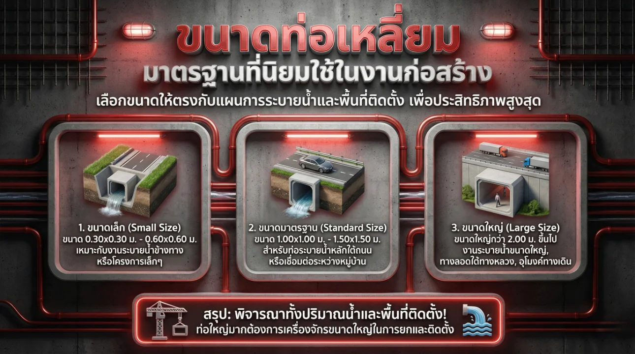 ขนาดท่อเหลี่ยม