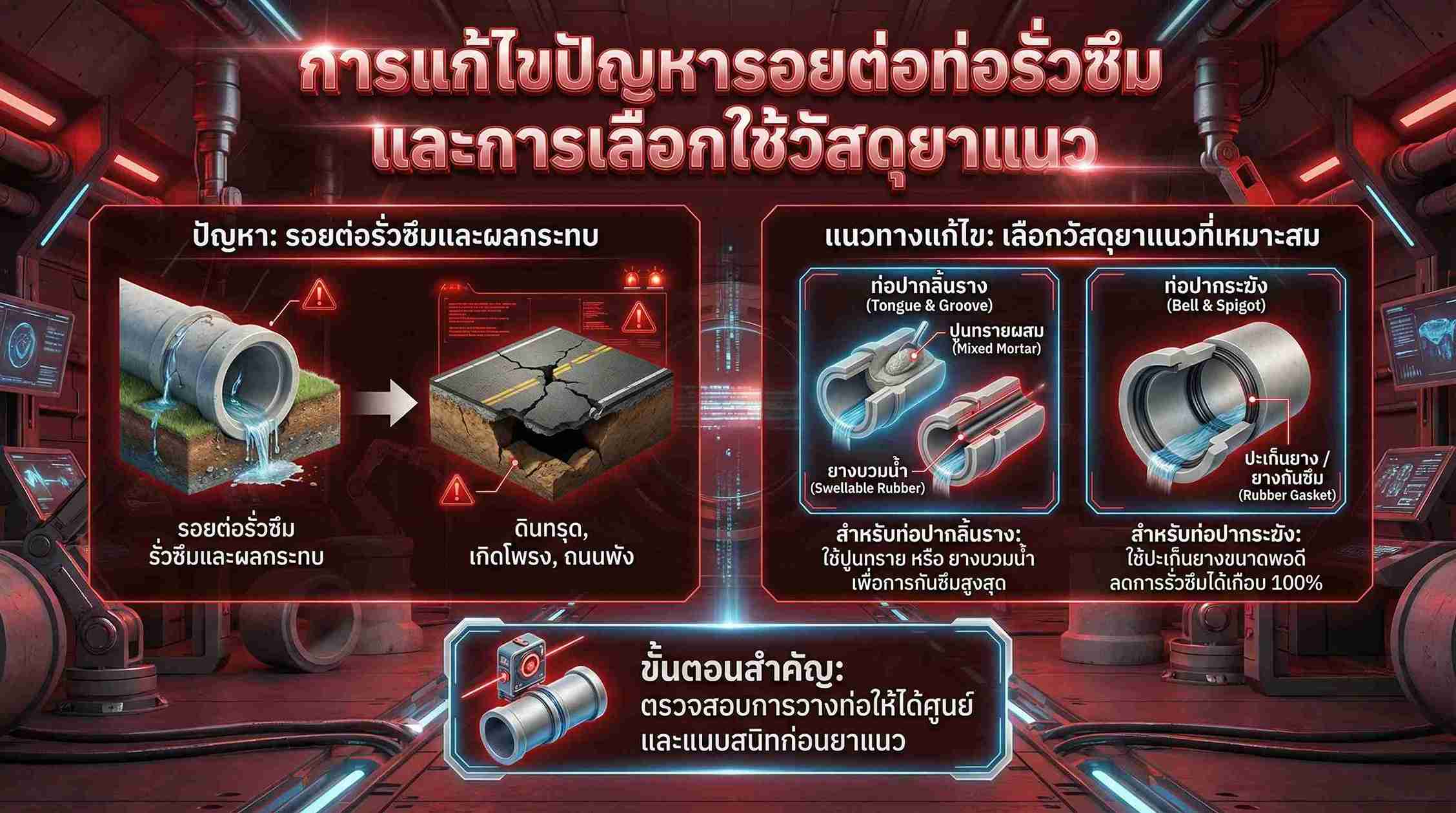 การแก้ไขปัญหารอยต่อท่อรั่วซึม