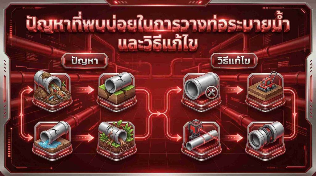 ปัญหาที่พบบ่อยในการวางท่อระบายน้ำ และวิธีแก้ไข