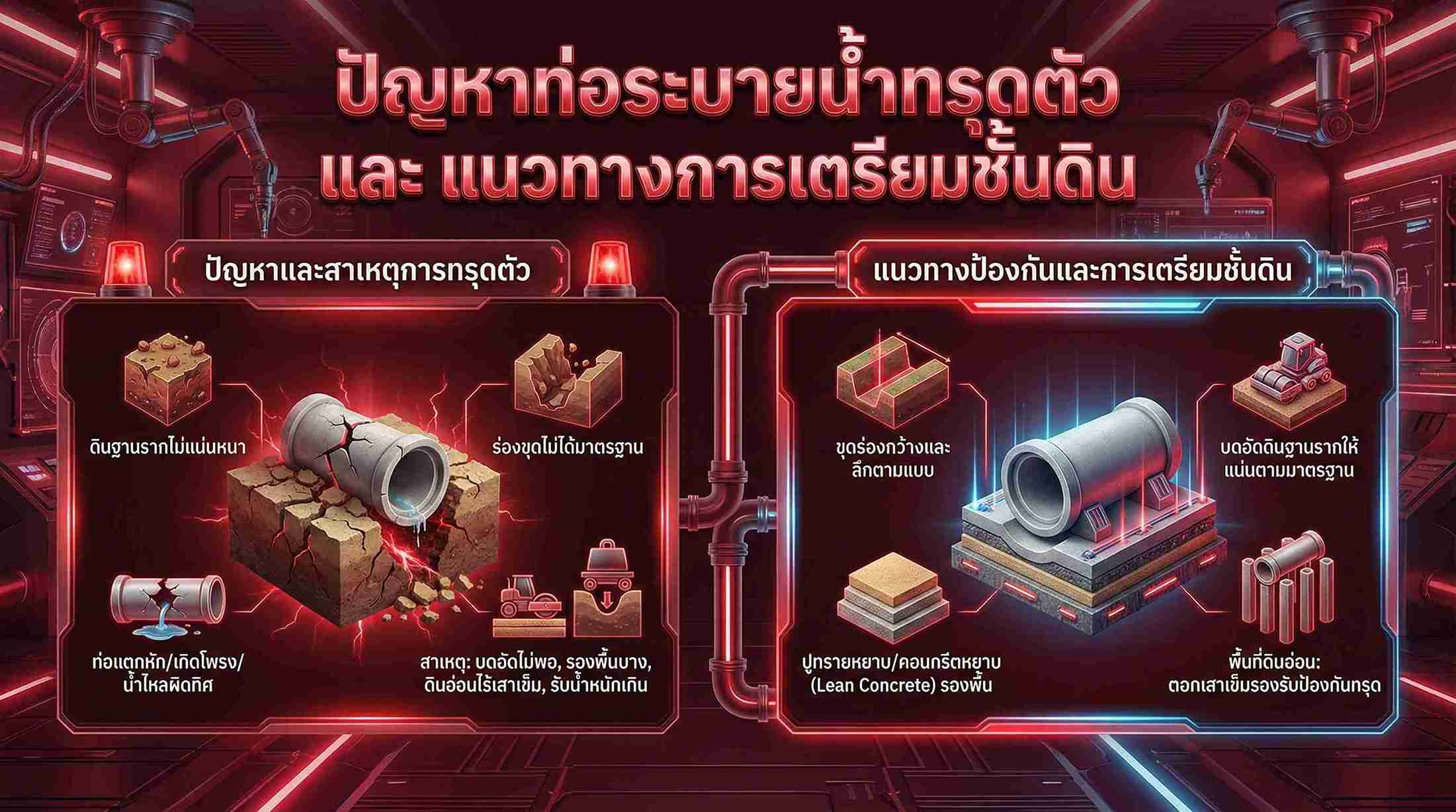 ปัญหาท่อระบายน้ำทรุดตัว