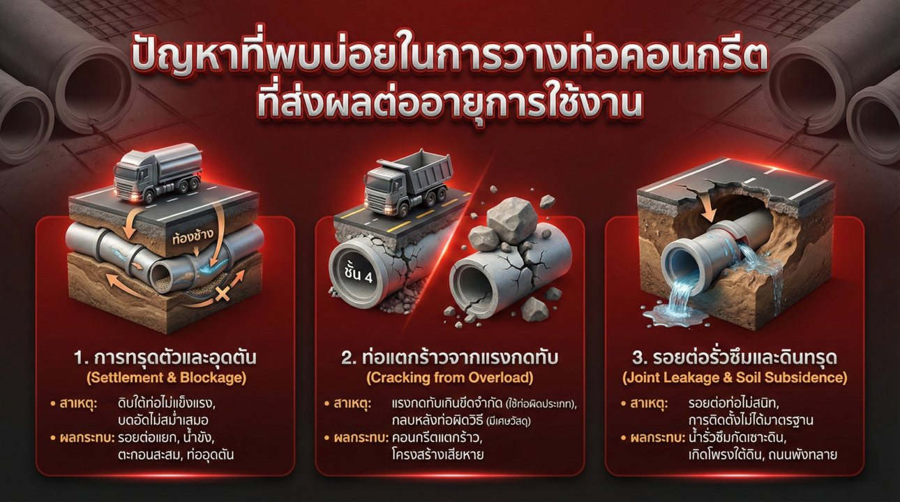 ปัญหาหลักที่ทำร้ายท่อคอนกรีต