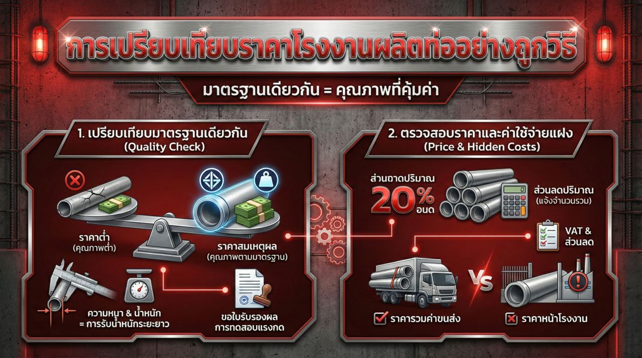 วิธีเทียบราคาท่อโรงงาน