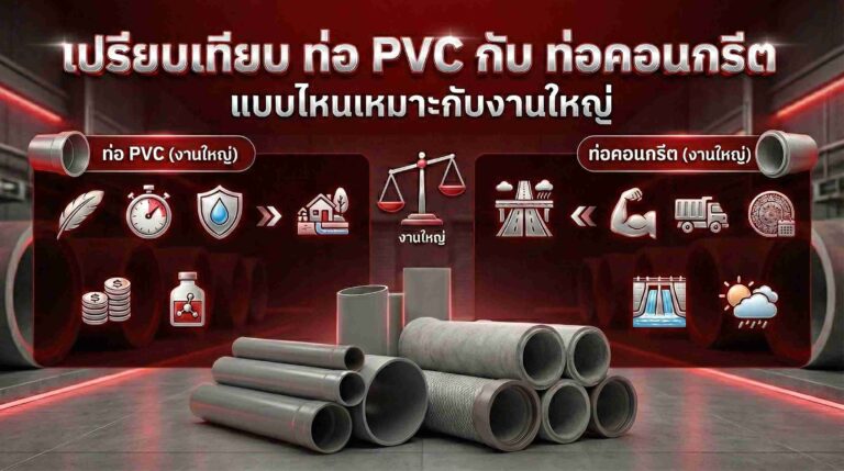 เปรียบเทียบ ท่อ PVC กับ ท่อคอนกรีต แบบไหนเหมาะกับงานใหญ่