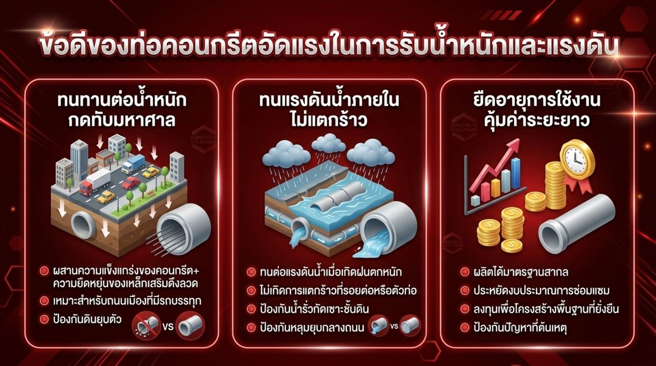ข้อดีของท่อคอนกรีตอัดแรง รับแรงกด ทนแรงดัน คุ้มค่าระยะยาว