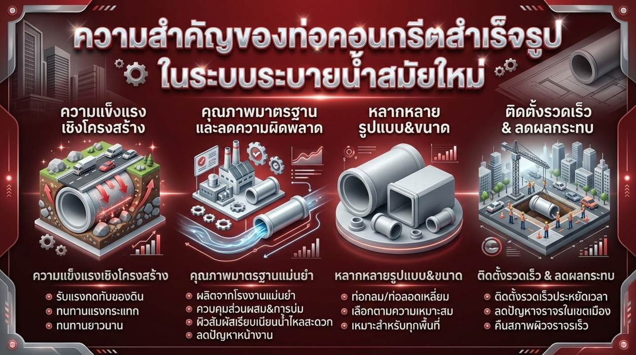 ท่อคอนกรีตมาตรฐาน แข็งแกร่ง ทนทาน งานจบไว