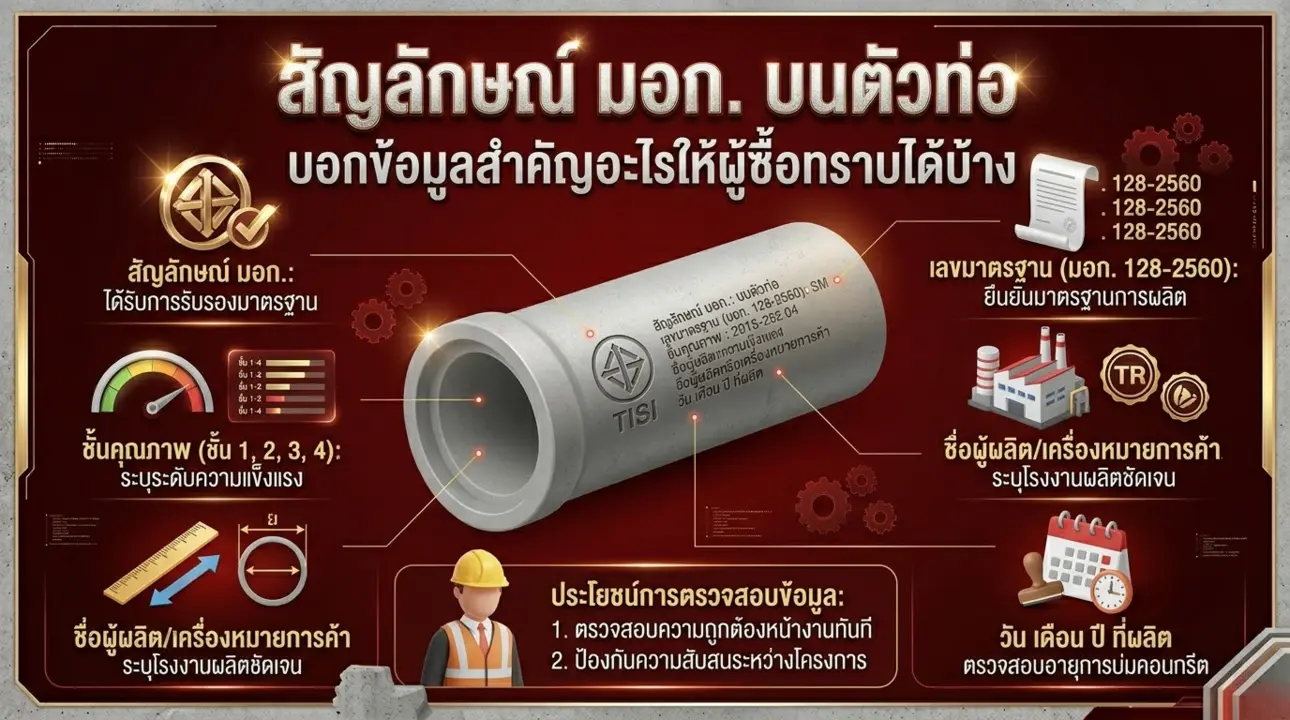 วิธีอ่านสัญลักษณ์ มอก. และข้อมูลสำคัญบนท่อคอนกรีตที่ผู้รับเหมาต้องรู้