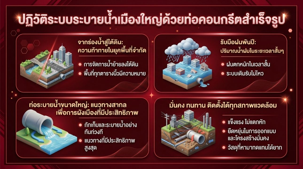 สรุปปัญหาและทางออกน้ำท่วมเมืองด้วยท่อคอนกรีต