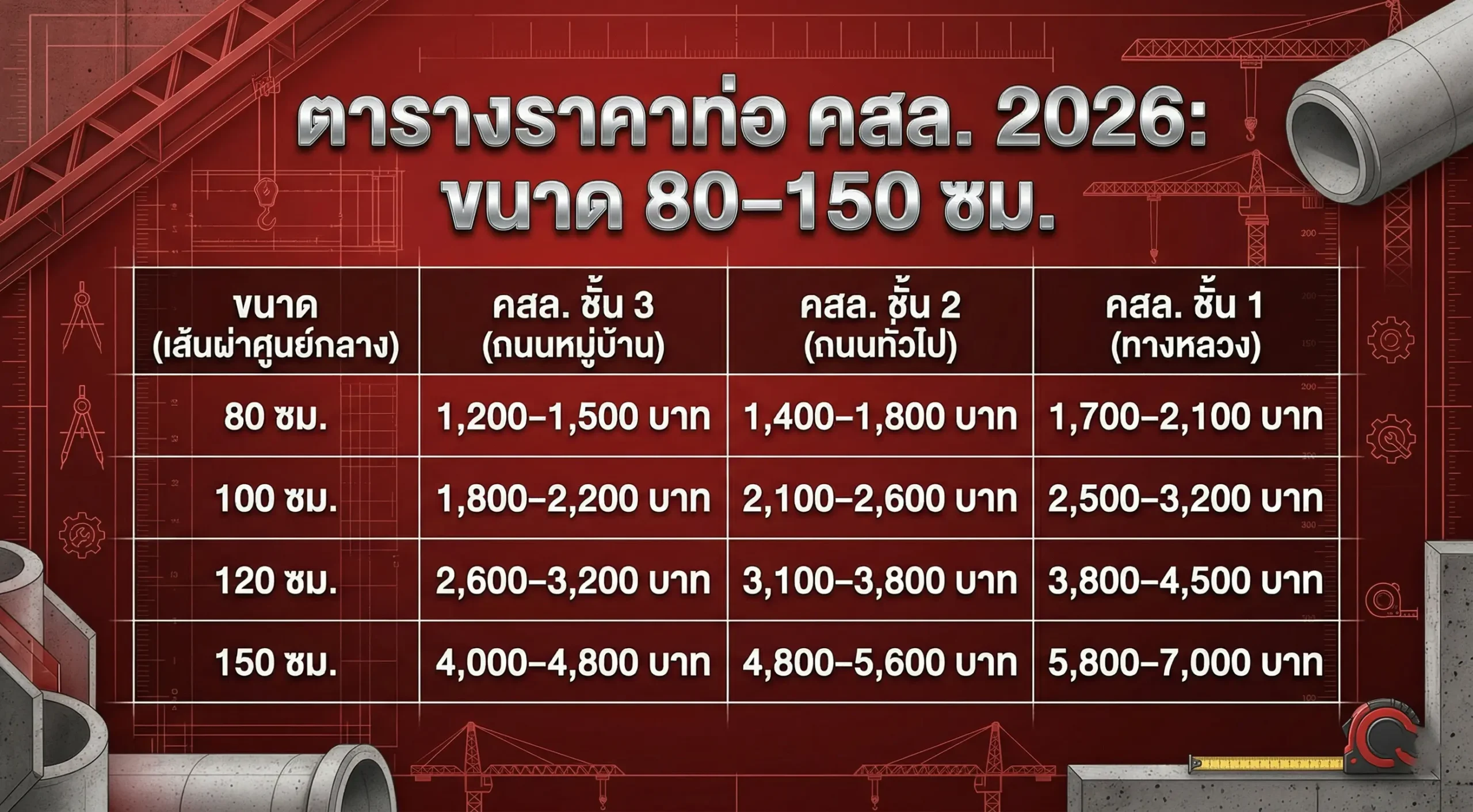 ท่อคอนกรีตเสริมเหล็ก ราคา