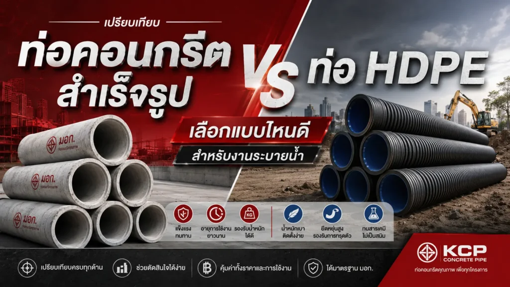 ท่อคอนกรีตสำเร็จรูป VS ท่อ HDPE