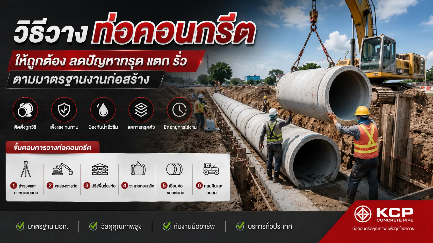 วิธีวางท่อคอนกรีต