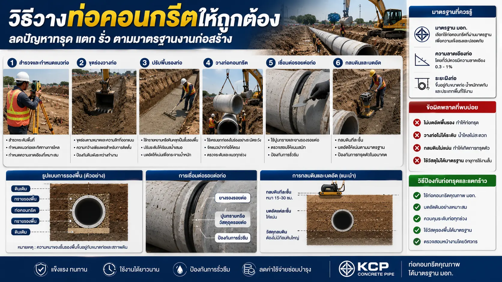 วิธีวางท่อคอนกรีตให้ถูกต้อง