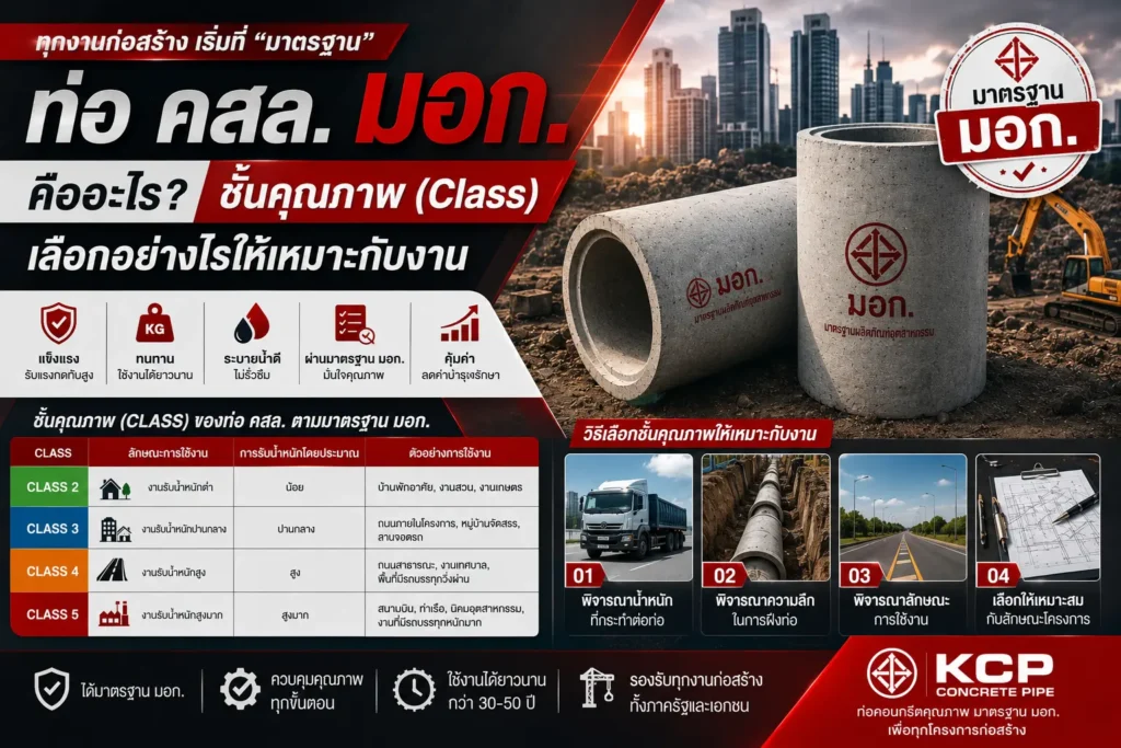 ท่อ คสล. มอก. คืออะไร ชั้นคุณภาพ (Class)